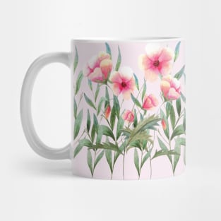 Watercolor red flowers and leaves illustration Mug